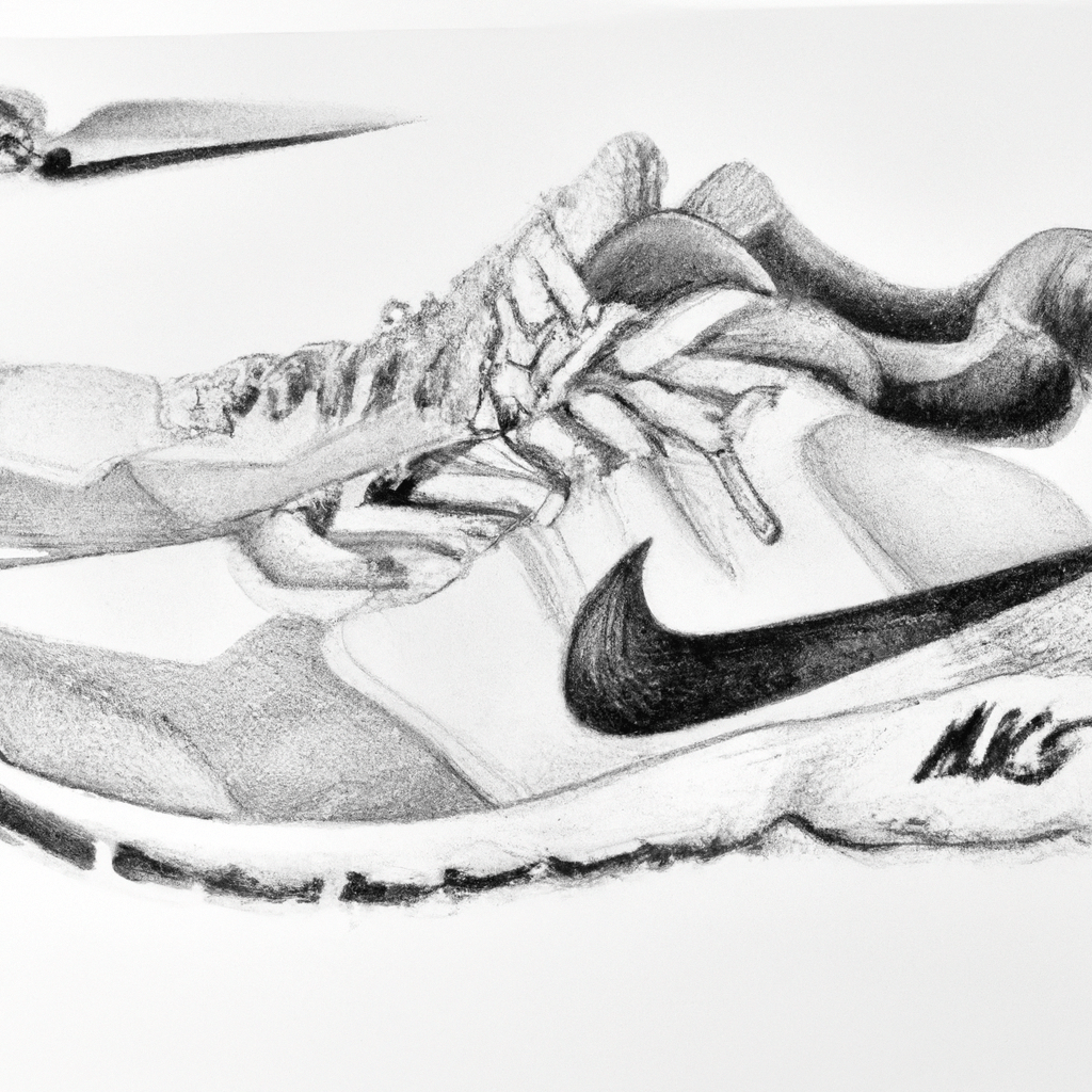 Pencil drawing of Reebok sport sneakers, laces perfectly positioned and detailed, beautiful, very very very very very very very very very very realistic, very very very high quality, hyperdetailed, best quality : deformed, overexposed, underexposed, lowres, bad anatomy, cropped: -5