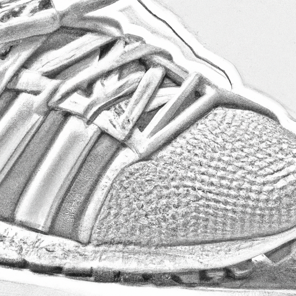 Pencil drawing of Reebok sport sneakers, laces perfectly positioned and detailed, beautiful, very very very very very very very very very very realistic, very very very high quality, hyperdetailed, best quality : deformed, overexposed, underexposed, lowres, bad anatomy, cropped: -5